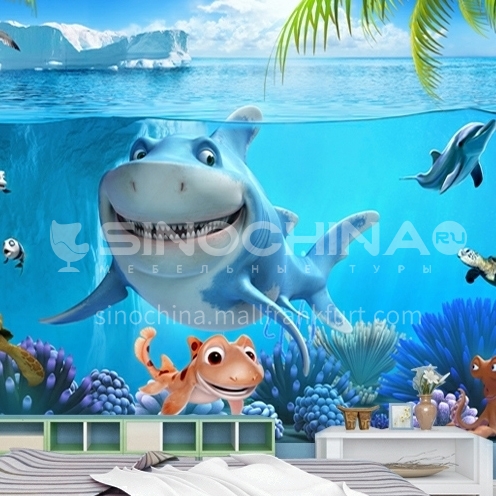 Children's style ocean TV background wall bedside background wall paper HD